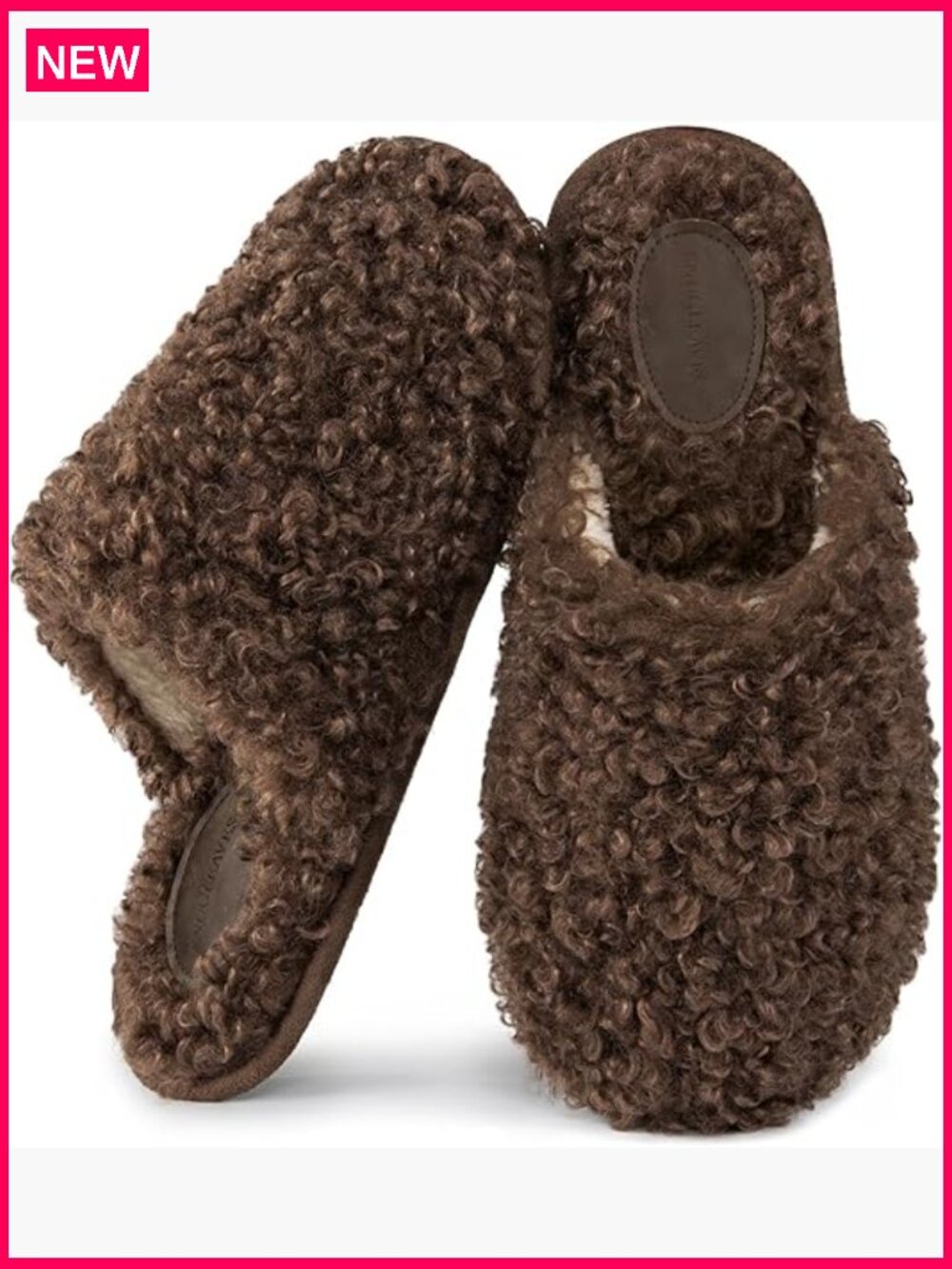 Faux Wool Slip-on Slippers with Memory Foam, Non-Slip Sole